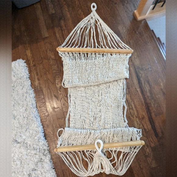 Artisan made cotton hammock with hardwood bar  New! - Picture 3 of 11